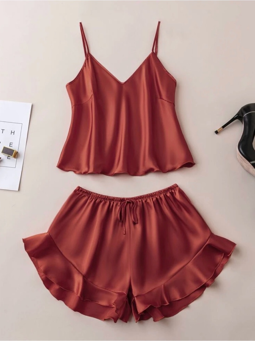 Cami & Ruffle Pajama Set - Picture 1 of 5